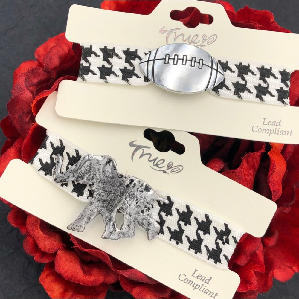 🌼 Houndstooth Football or Elephant Stretch Bracelet Ponytail Holder Houndstooth